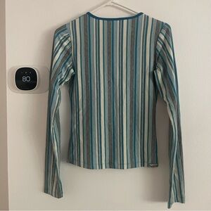 The north face Striped Long Sleeve Top - Blue and White size small petite
